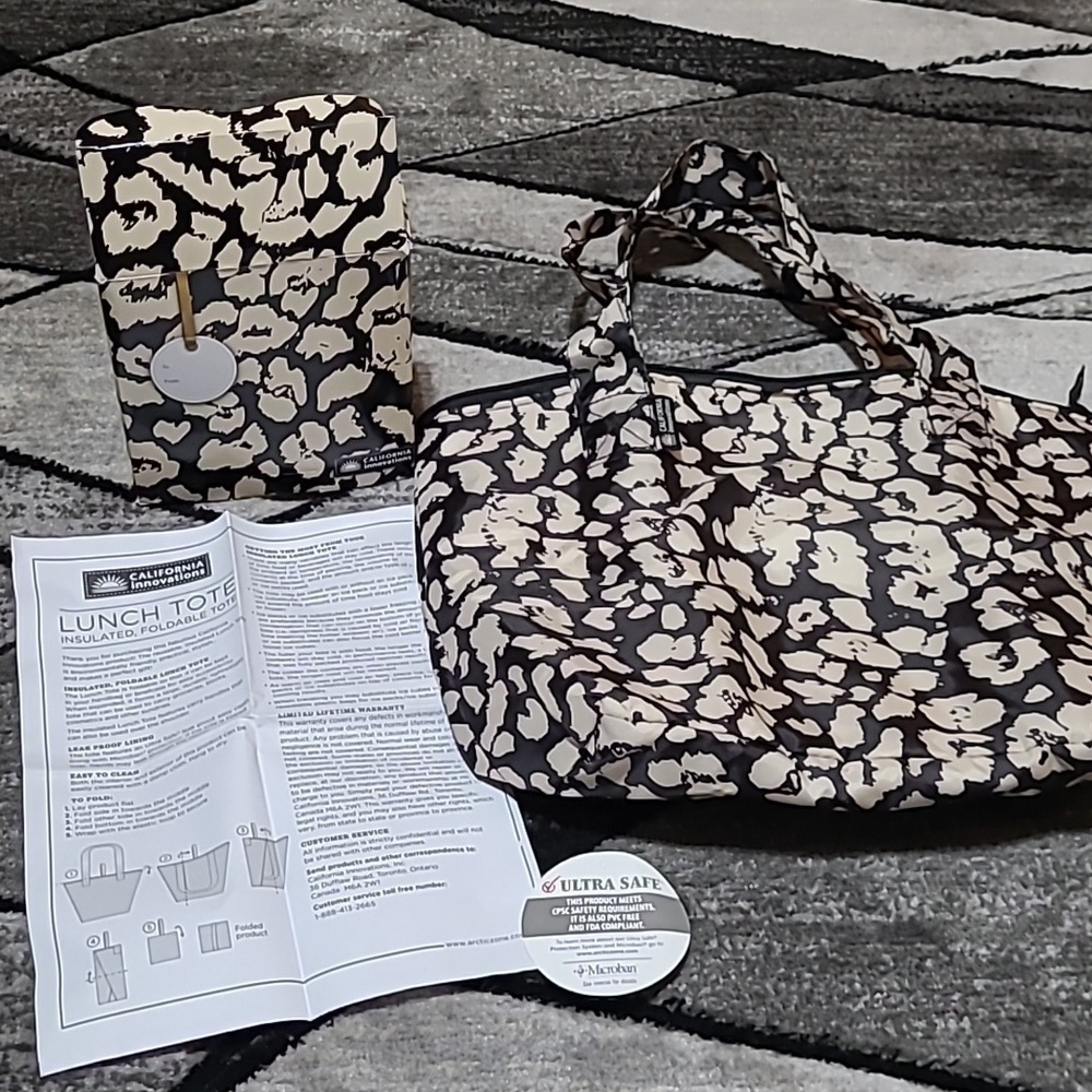 LEOPARD PRINT FOLDABLE ULTRA-SAFE INSULATED LUNCH TOTE BAG